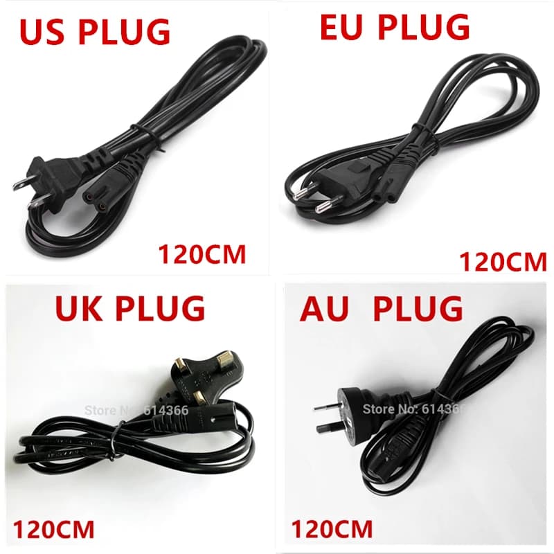 1x Durevole 2-Prong 1.2 m EU US AU UK 4 Standard AC Power Adapter Cavo di Alimentazione Cavo di Piombo linea di ricarica Fili