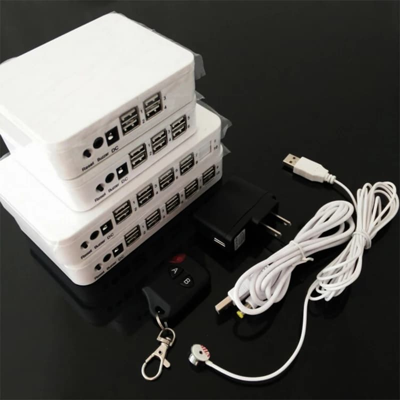 Sistema di Allarme Antifurto Elettronico a 10 Porte per Laptop, Tastiere, Tablet e Telefoni con Scatola di Allarme - Dissuasore di Sicurezza per Dispositivi Elettronici