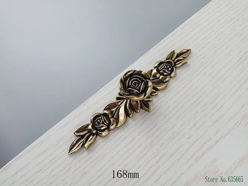 Maniglie per mobili a forma di fiore rosa in bronzo e avorio, per ante di cucine, cassetti, armadi e comò