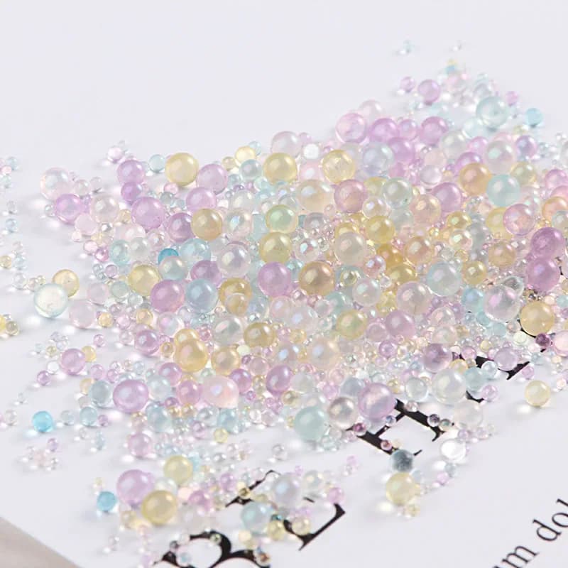10 g/pacco Mini Bubble ball perline 0.4-3mm misti piccole perline per globo di vetro stampo in silicone riempitivo charms fai da te nail art decorazioni per la casa
