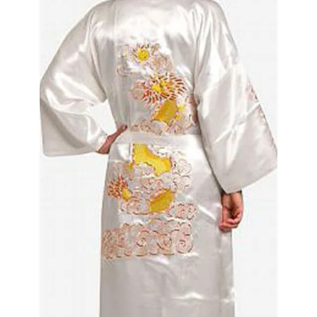 Men's silk satin dress in Japanese style with embroidery Japanese Kimono dragon size ML XL XXL men's satin bathroom dress with embroidery