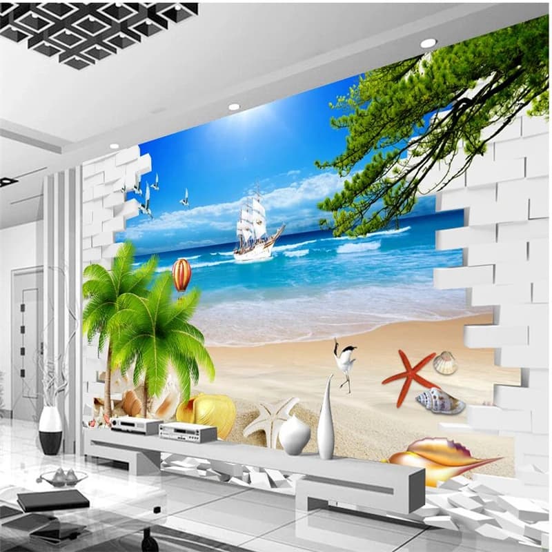 wellyu papel de parede Custom wallpaper 3D brick wall sea view stereo living room TV sofa background wall murals papier peint