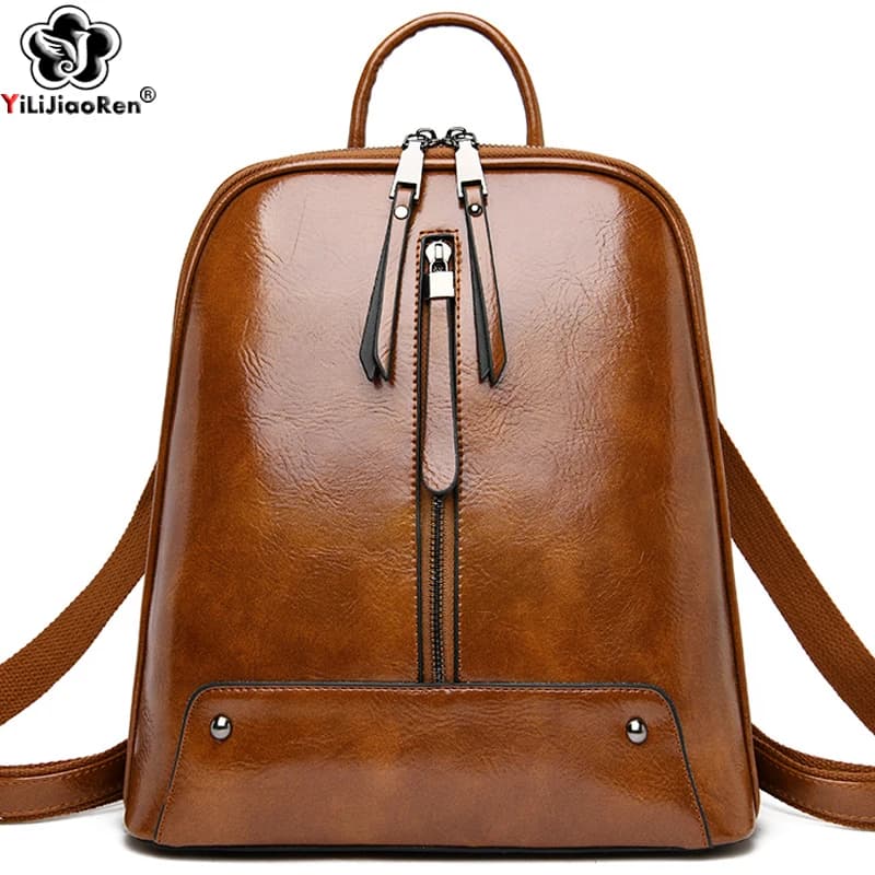 Women's Leather Backpack Fashion Bag Travel Shoulder Bag Women's School Bags Large Capacity For Teenage Sac To Dos