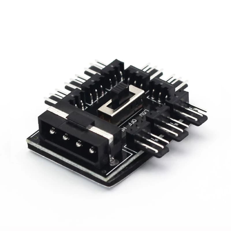 OULLX 1 a 8 Hub ventola a 3 pin Pwm Sata Molex Splitter Cavo minerario per PC Alimentatore 12V Dispositivo di raffreddamento Regolatore di velocità di raffreddamento Adattatore 4PIN