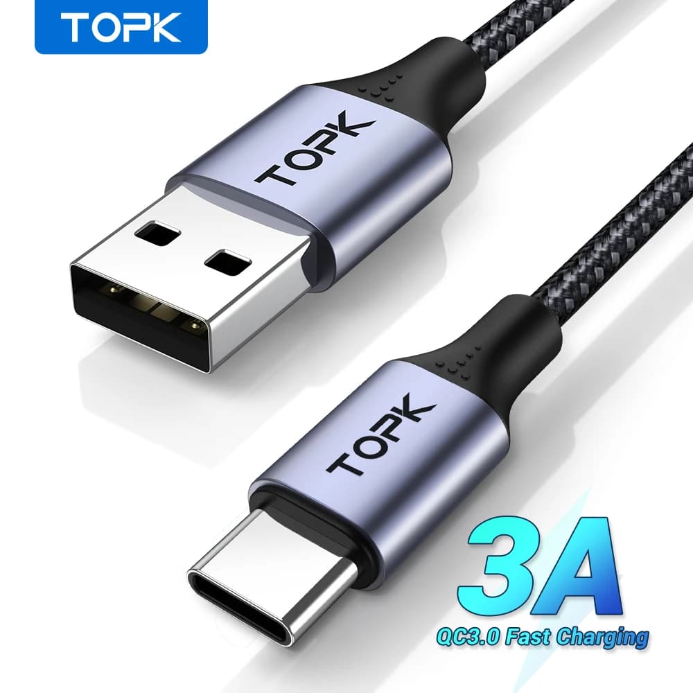 TOPK AN10 3A Micro USB Type C Cable Phone Charger USB Cable Fast Phone Charging Cable for Xiaomi Redmi Phone Accessories