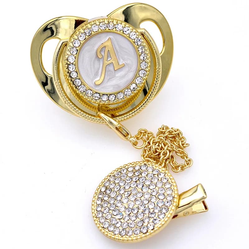 Perline e clip per ciuccio Porta ciuccio in oro BPA gratuito in silicone per capezzoli per neonati Oro Bling Succhietto per neonato Chupete