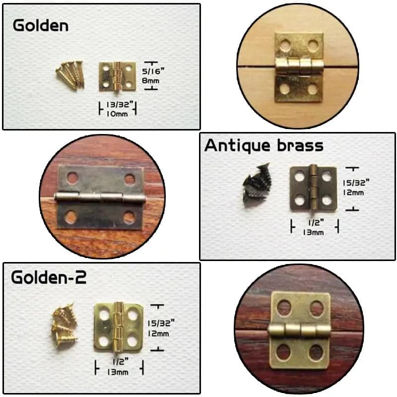 10/20/50 set mini ottone antico gioielli dorati petto regalo vino legno carillon custodia cerniera porta casa delle bambole con vite 8x10 12x13mm