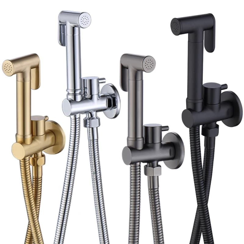 Kit doccia in oro spazzolato spruzzatore per Bidet tenuto in mano camera in ottone balcone a parete wc Bidet rubinetto Shattaf Valve Jet Set
