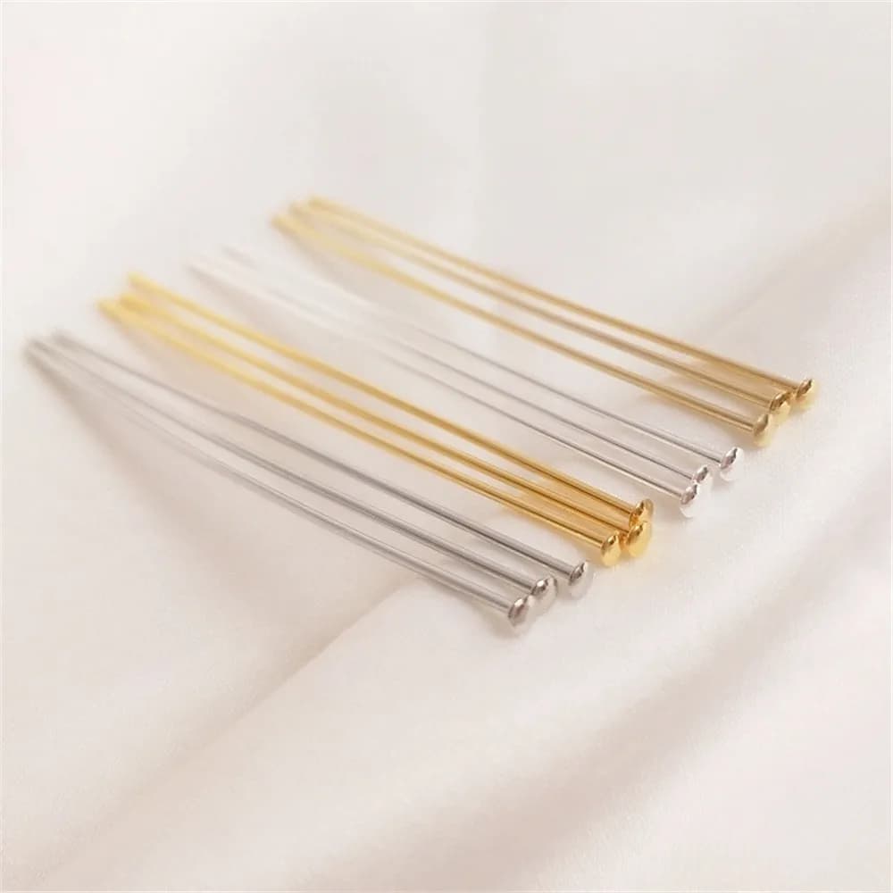 Viso circolare T ago 14K oro rame placcato oro reale 18K ago a testa semitonda accessori orecchini gioielli fai da te fatti a mano
