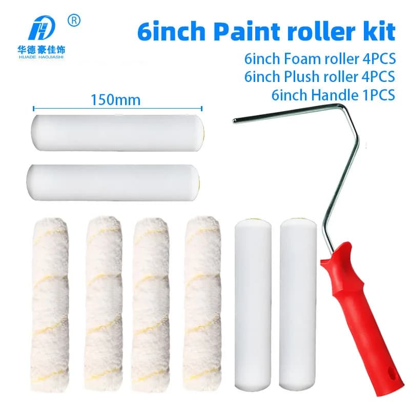 9 pcs/set 6 inch paint roller brush Pro foam paint kit sponge paint roller painting handle wall tool DIY decorative