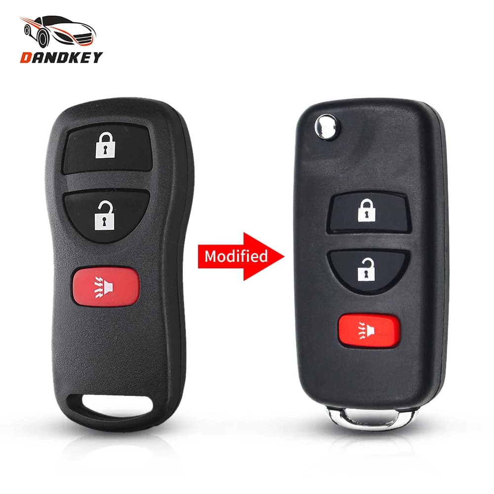 KEYYOU 3/4 Pulsanti Per Nissan Infiniti Xterra Frontier Muranon X-Trail Tiida Modificato Fob Flip Chiave Auto Uncut Chiave A Distanza Borsette