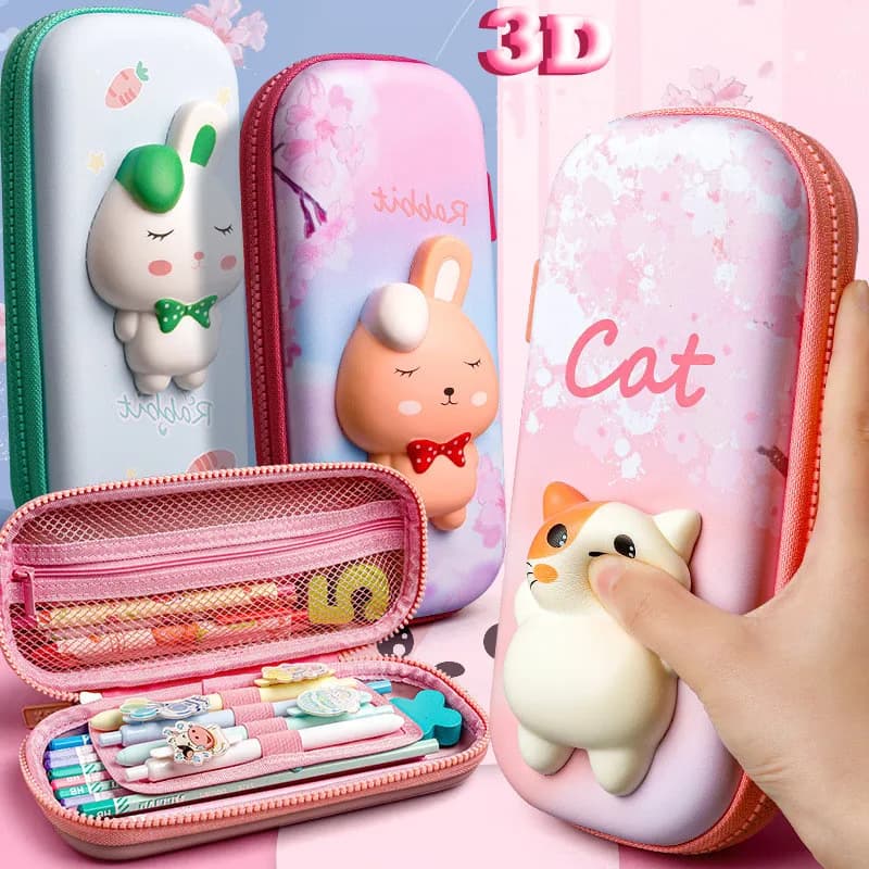 decompression Cute pencil case animals pencil box EVA Plastic stationery box pencil bag school supplies gifts