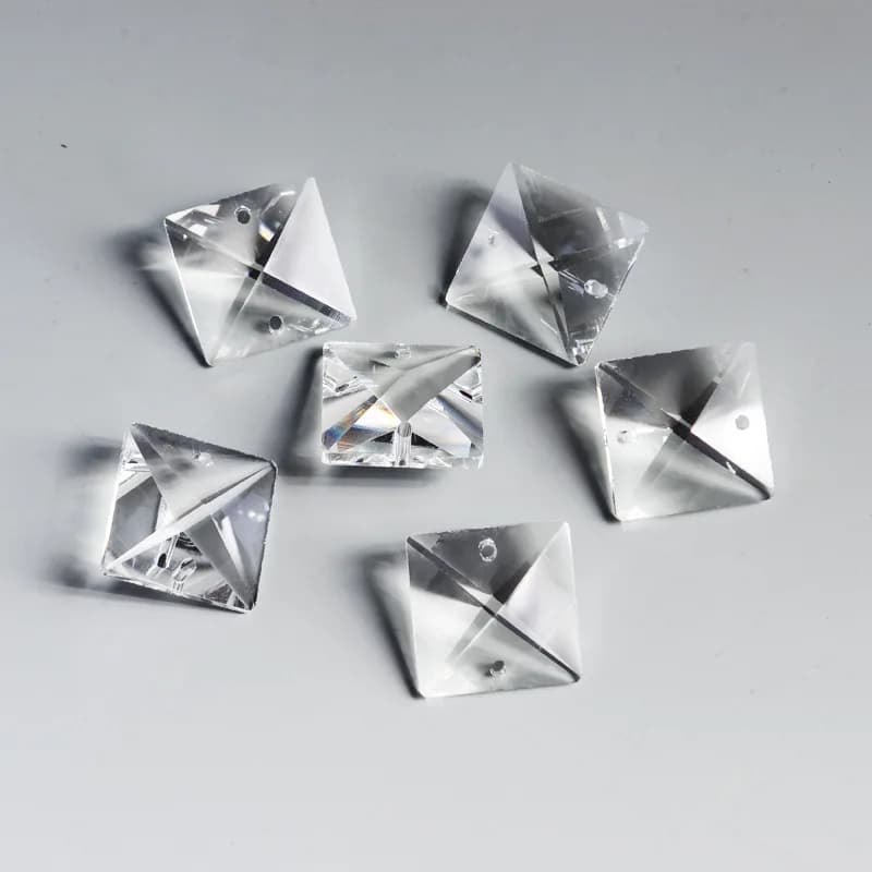 Camal 10pcs 14/16/18/20/22mm Square Loose Crystal Bead 2 Holes Chandelier Hanging Lamp Lighting Part Suncatcher Curtain Party