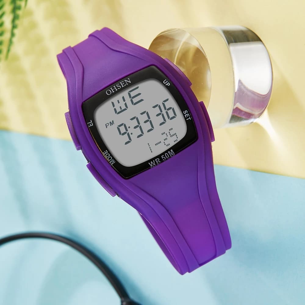 Digital Led Women's Sports Watches Fashion Purple Silicon Waterproof Lady Watch Lover Couple Wrist Watch for Men