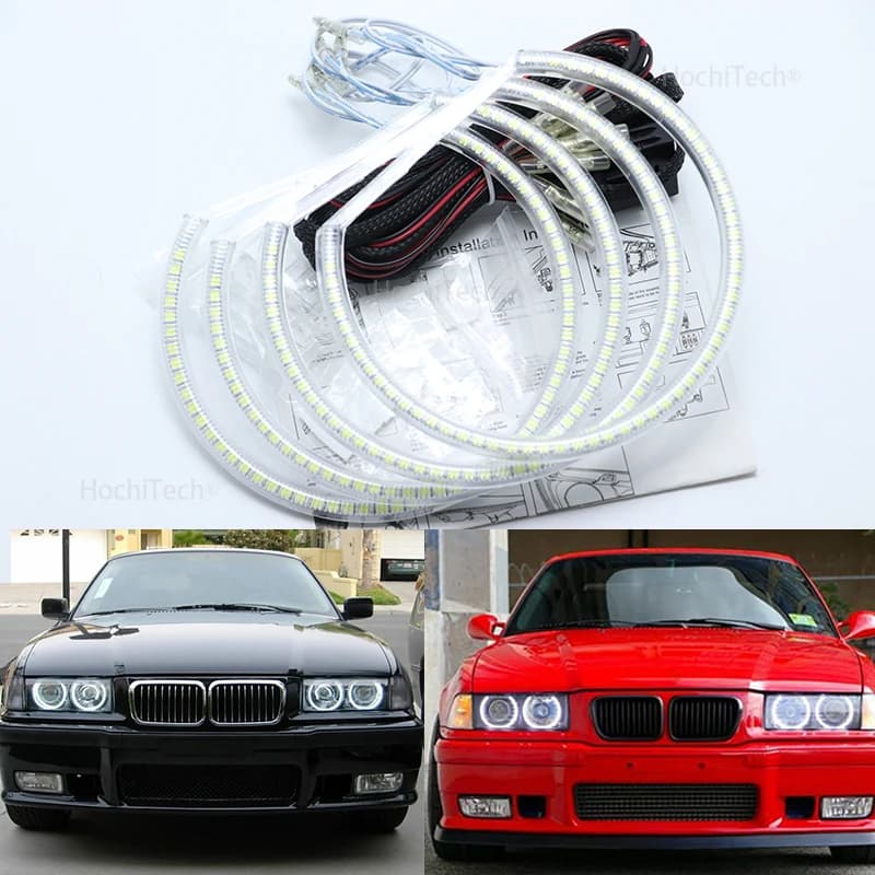 Per BMW Serie 3 5 7 E36 E38 E39 E46 M3 proiettore Ultra luminoso SMD LED bianco angelo occhi 12V kit anello luce diurna 131mmx4