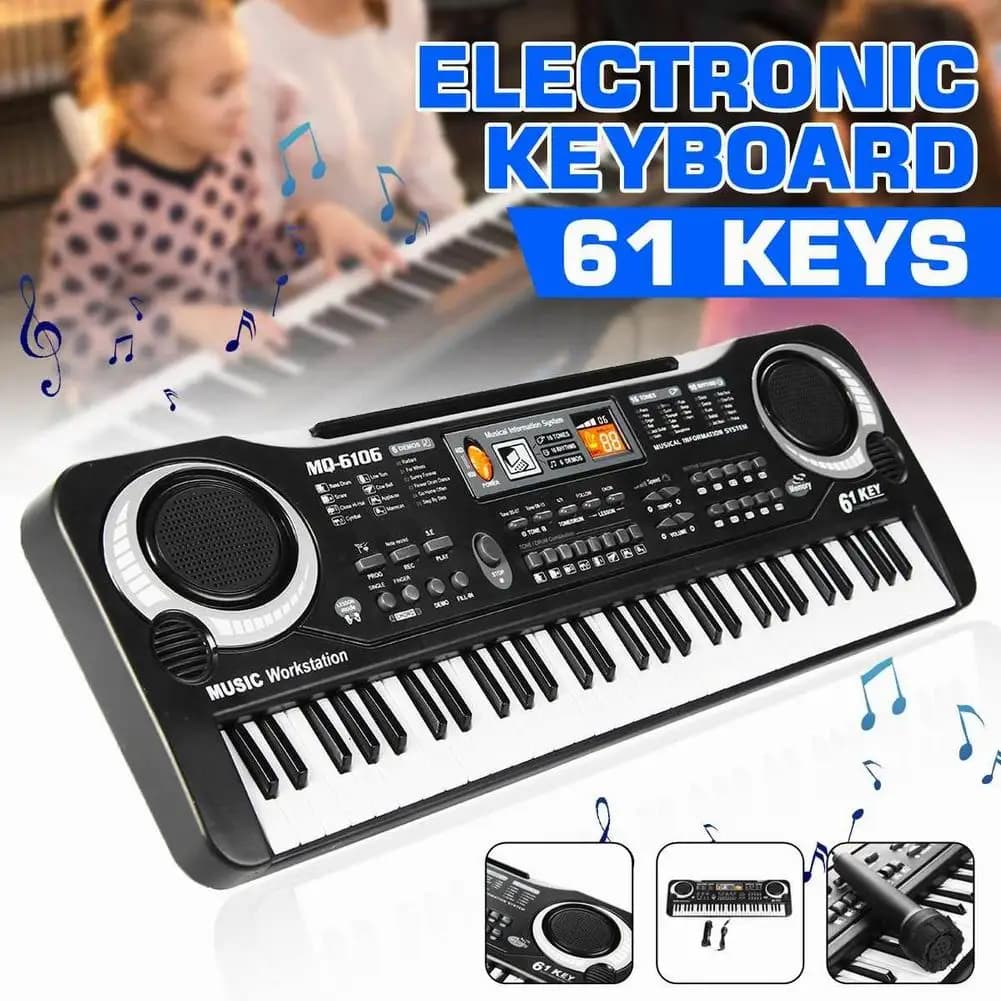 61 tasti Organo elettronico Ragazzo Ragazza Giocattolo Educazione portatile Tastiera elettrica Pianoforte con microfono musicale a LED Giocattolo elettronico per bambini