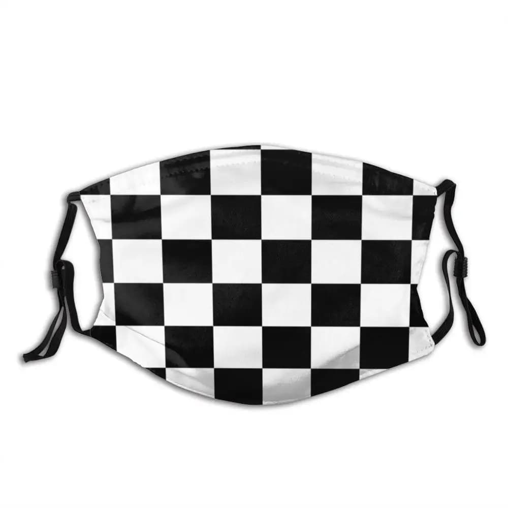 Bandiera a scacchi Scacchi Auto Da Corsa Vincitore Copriletto Duvet Cassa Del Telefono Divertente Stampa Riutilizzabile Pm2.5 Filtro Viso Maschera A Scacchi
