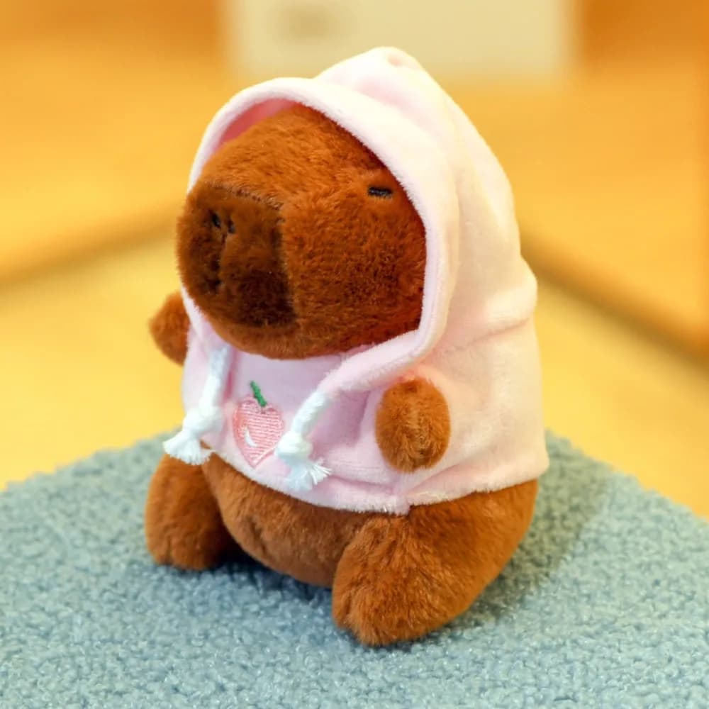 Simpatico capibara peluche con cappuccio con ali bambola di simulazione animali di peluche di piccole dimensioni anime peluche portachiavi festa di compleanno portachiavi