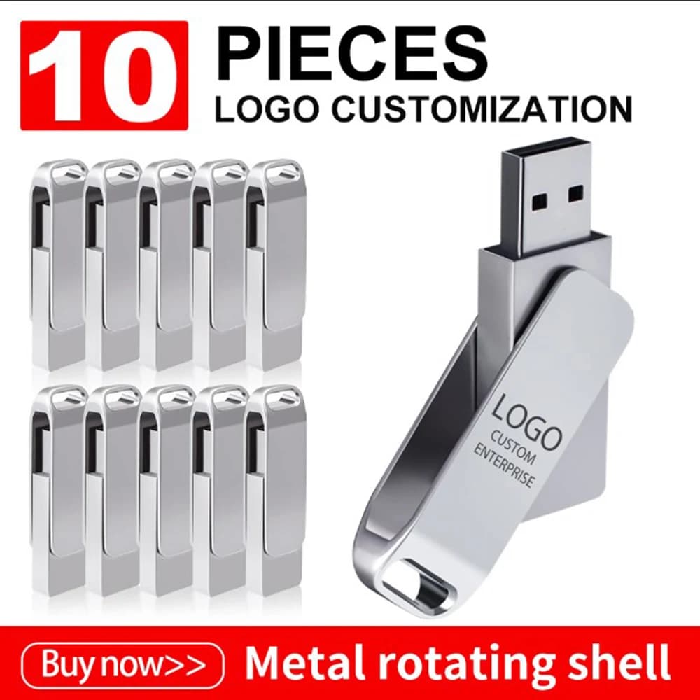 chiavetta usb 10 pz/lotto Pendrive 64gb chiavette USB 2.0 Pen drive 128G Cle Usb Memory Stick Logo gratuito Metal U Disk Pendrive 3.0 spedizione gratuita
