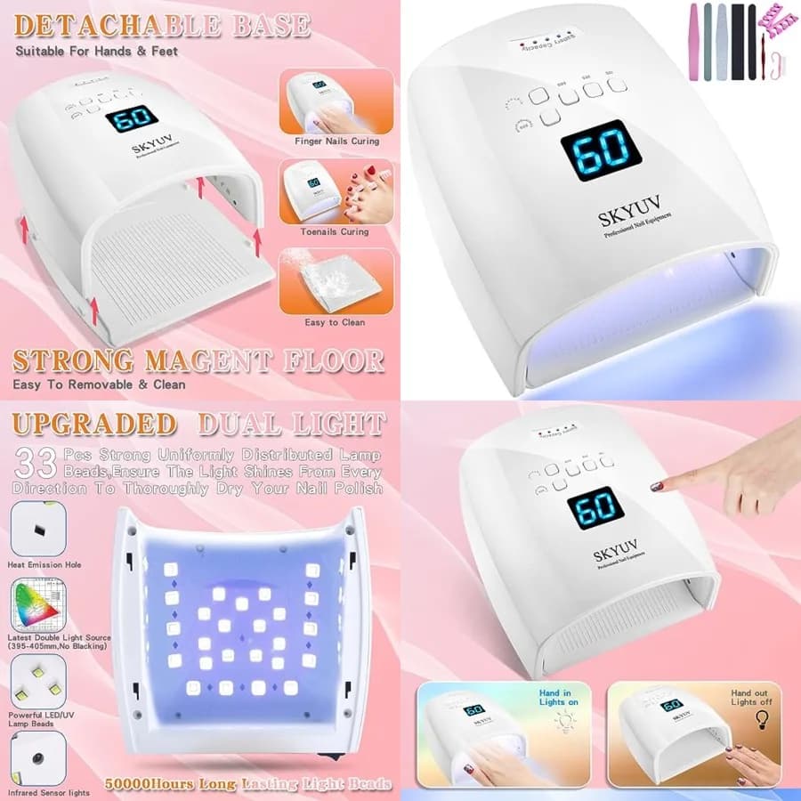 Lampada UV LED Ricaricabile per Asciugatura Rapida delle Unghie, Asciugatore LED per Smalto Gel con Sensore Automatico