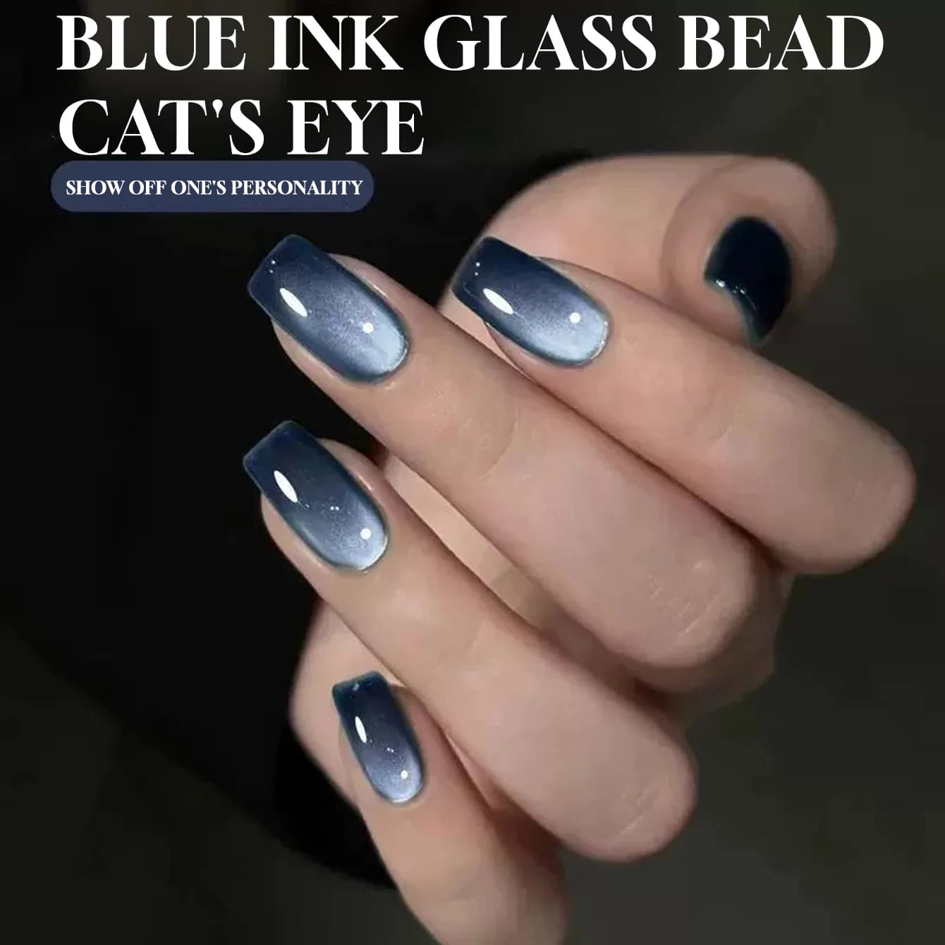 MIANEL 10ML 2026 Nuovo Smalto Gel per Unghie Effetto Occhio di Gatto con Perline di Vetro Blu, Smalto Magnetico per Unghie Effetto Occhio di Gatto Blu Lucido e Bianco Porcellana