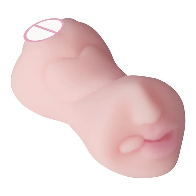 Masturbator Maschile Realistico 3 in 1 con Vagina Tascabile e Bocca, Doll of Realistic Sex with Face in TPE, Sexual Toy Portable for Adults