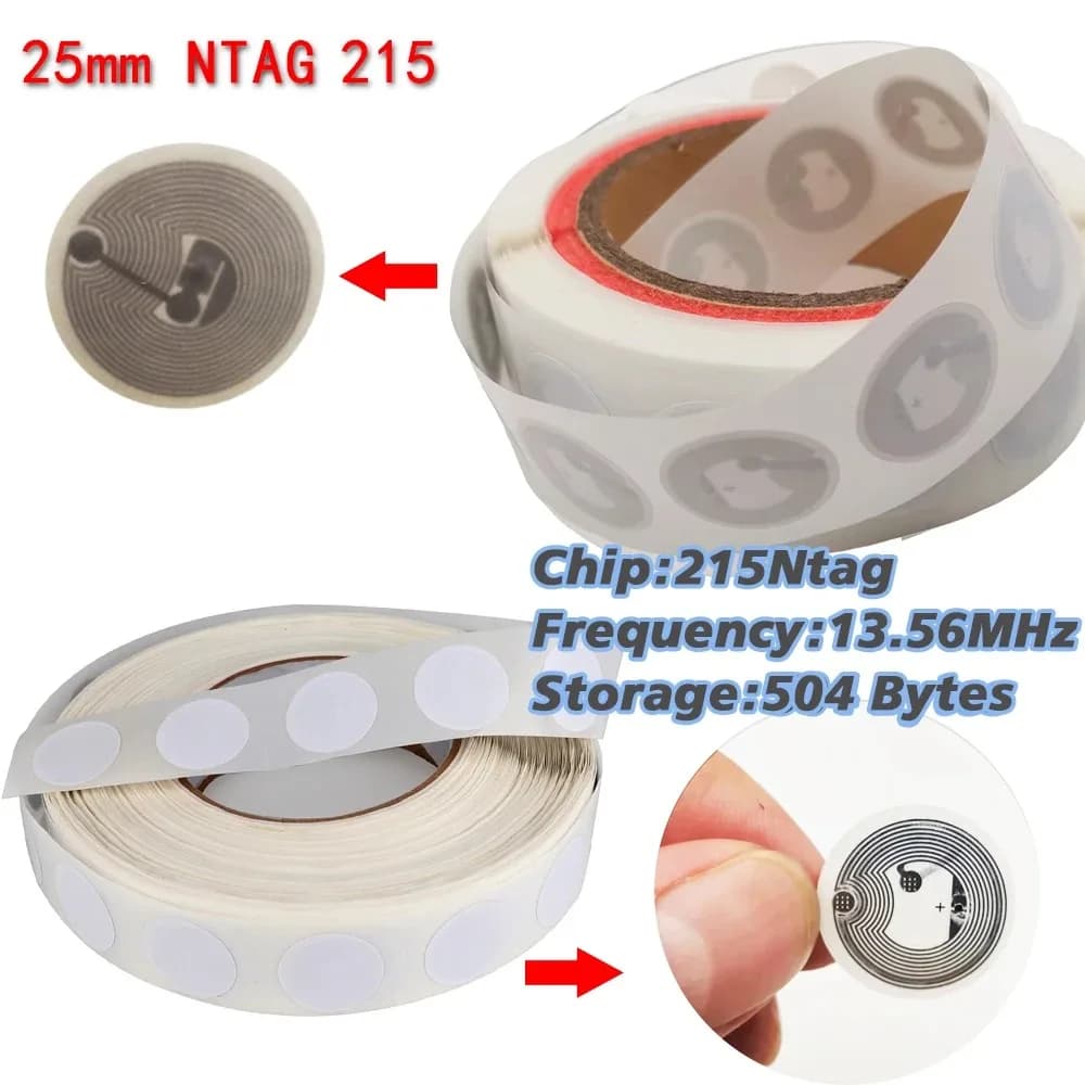 50 pz 30 pz 10 pz Ntag213 Ntag215 Tag NFC Adesivo NFC 13.56 MHZ 540Bytes RFID NFC Tag Adesivi Etichette Adesive per Telefoni NFC