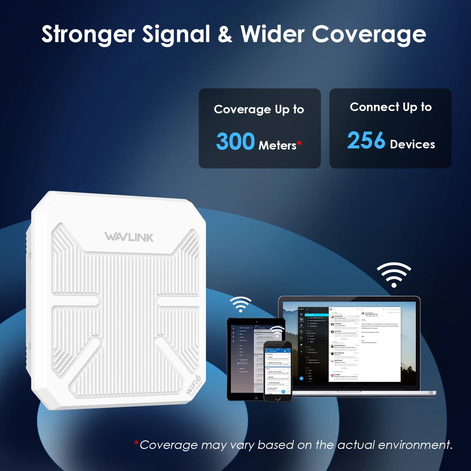 WAVLINK WiFi6 AX3000 Dual Band 2.4G 5G Extender Mesh WiFi esterno a lungo raggio AP esterno con PoE IP67 Booster Wifi resistente alle intemperie