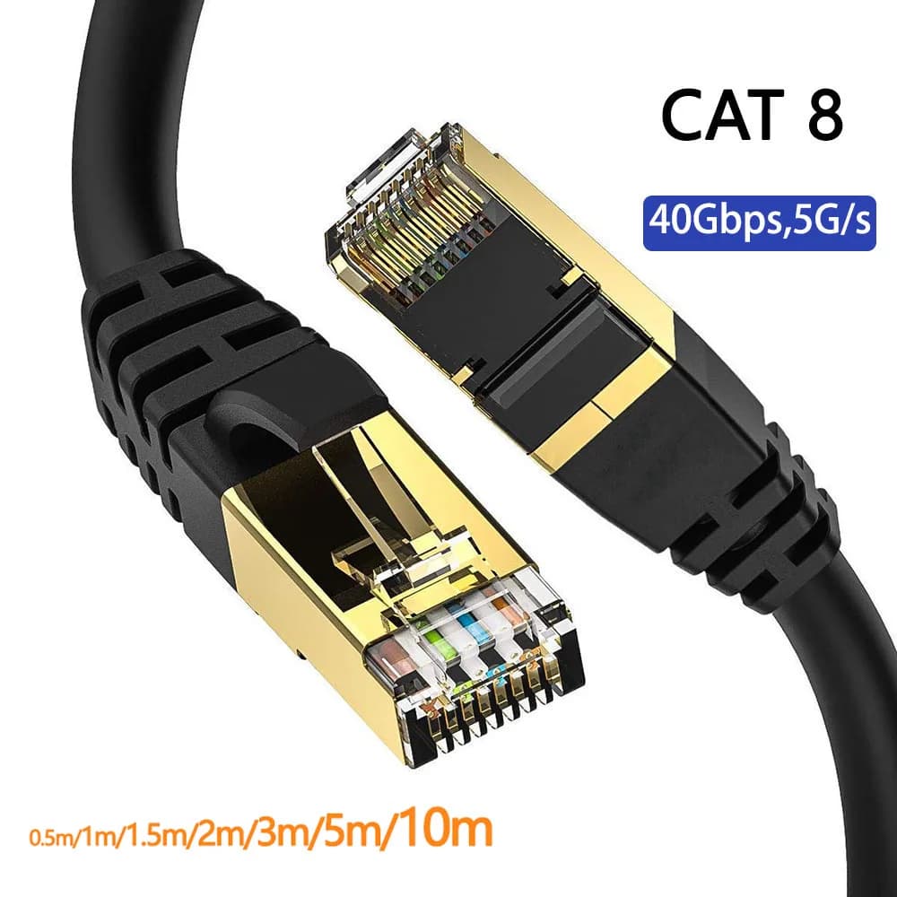 Ethernet Cat 8 LAN cable Speed Network Cable Cat8 Rj45 Flat Cable 40 Gbps 2000 Mhz 26AWG for Pc router Ps4 TV Laptop
