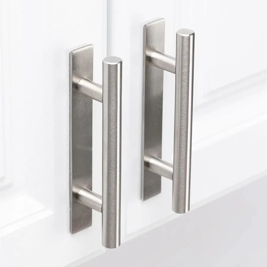 Maniglia adesiva nera argento da 1 pezzo Maniglie per porte del cassetto dell'armadio in acciaio inossidabile senza punzonatura con forte nastro biadesivo
