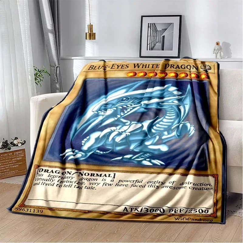 Anime Yu Gi Oh Card Shooting Cover Blue Eyes White Dragon Anime Cartoon Soft Pew Cover Bedroom Cover Home Decorations