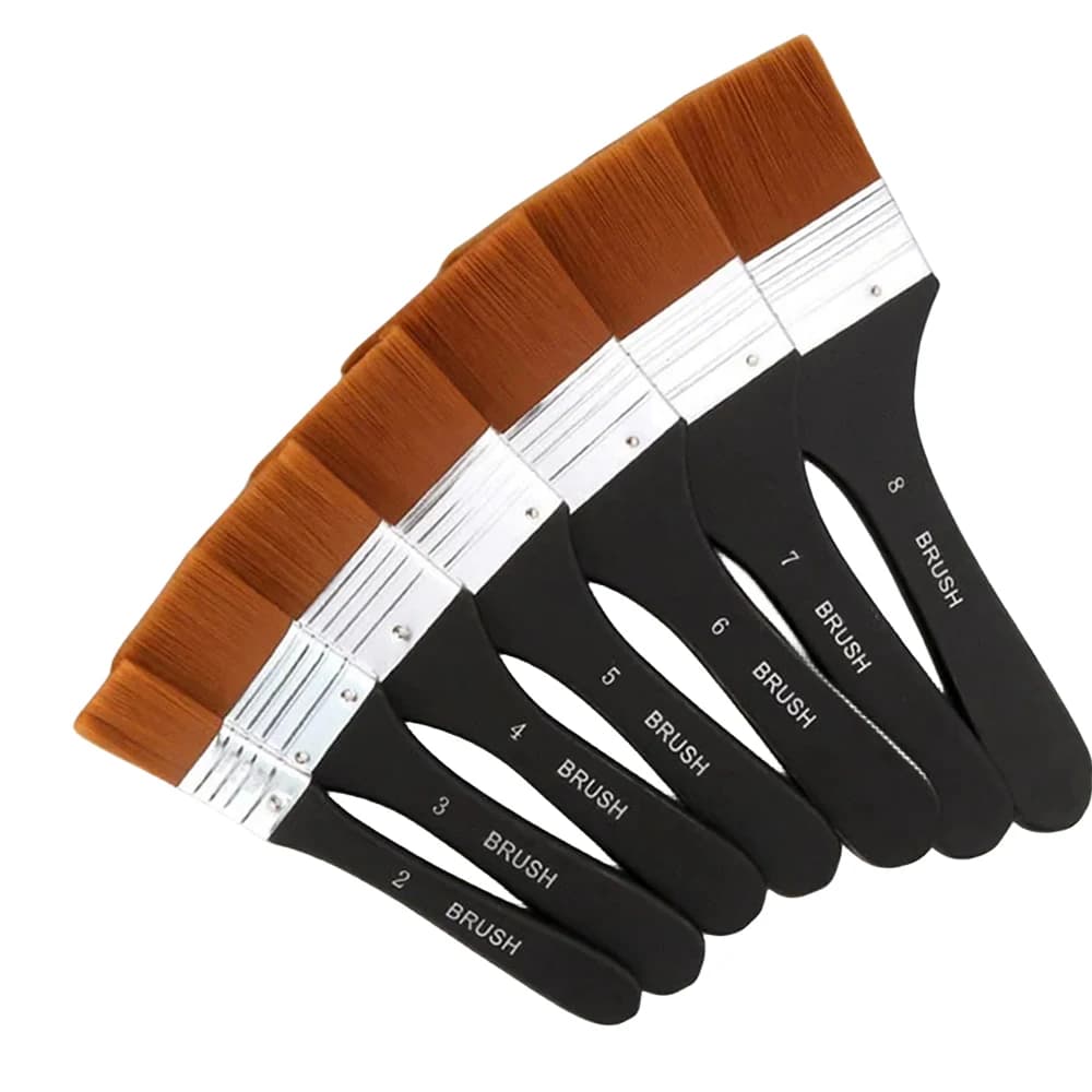 Wide Flat Art Paint Brush 7 Sizes Nylon Hair Painting Brushes Wood Handles Acrylic Paints Drawing Brush Tools