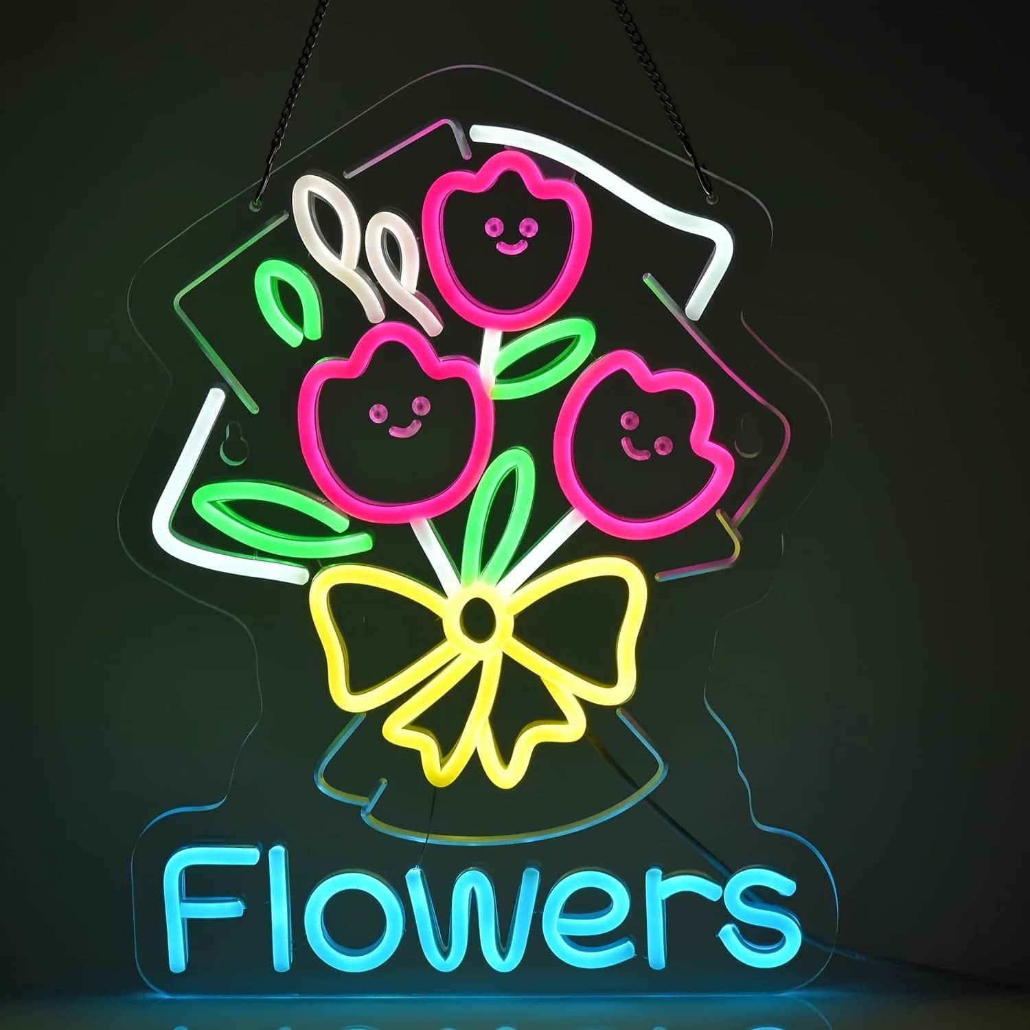 Insegna LED a Forma di Fiori per Decorazione Casa, Camera da Letto, Soggiorno, Vetrina, Illuminazione Artistica Romantica e Carina, Regalo per un'Atmosfera Felice