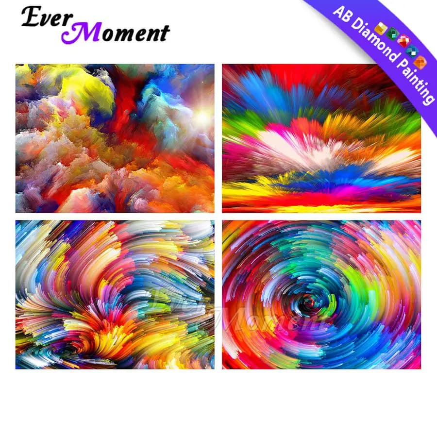 Ever Moment Pittura Diamante Pieno Quadrato Trapano In Resina Immagine Astratta Colorata AB Kit di Trapano Decorazione Della Casa S2F2700