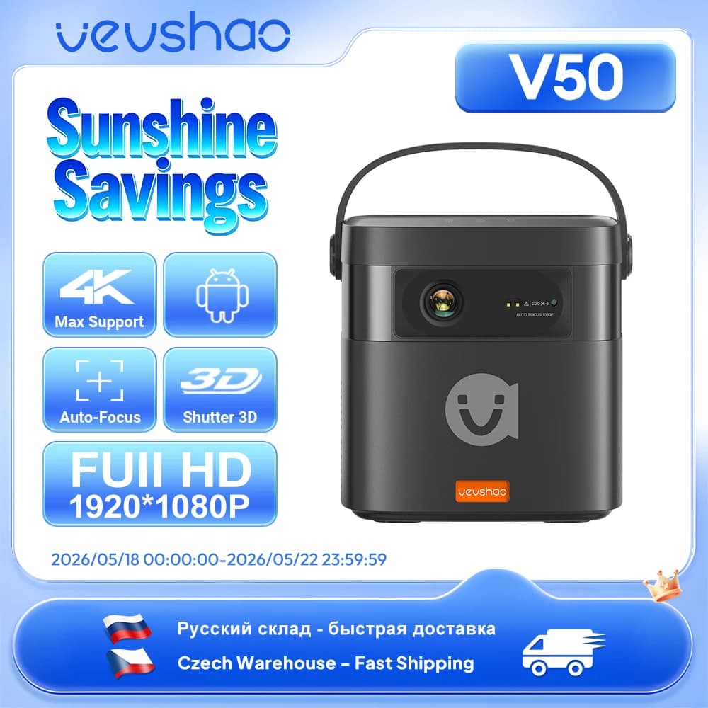 Vevshao V50 Mini proiettore portatile 3D 4K HD LED WiFi 1080P Film Video DLP Proiettori Home Theater con batteria da 15000 mAh