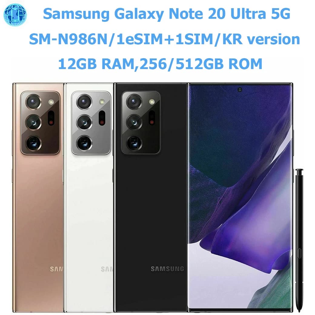 Samsung Galaxy Note 20 Ultra 5G Smart Android Phone da 6,9 pollici 12 GB Samsung Smartphone NFC 108MP Versione coreana Sblocco originale