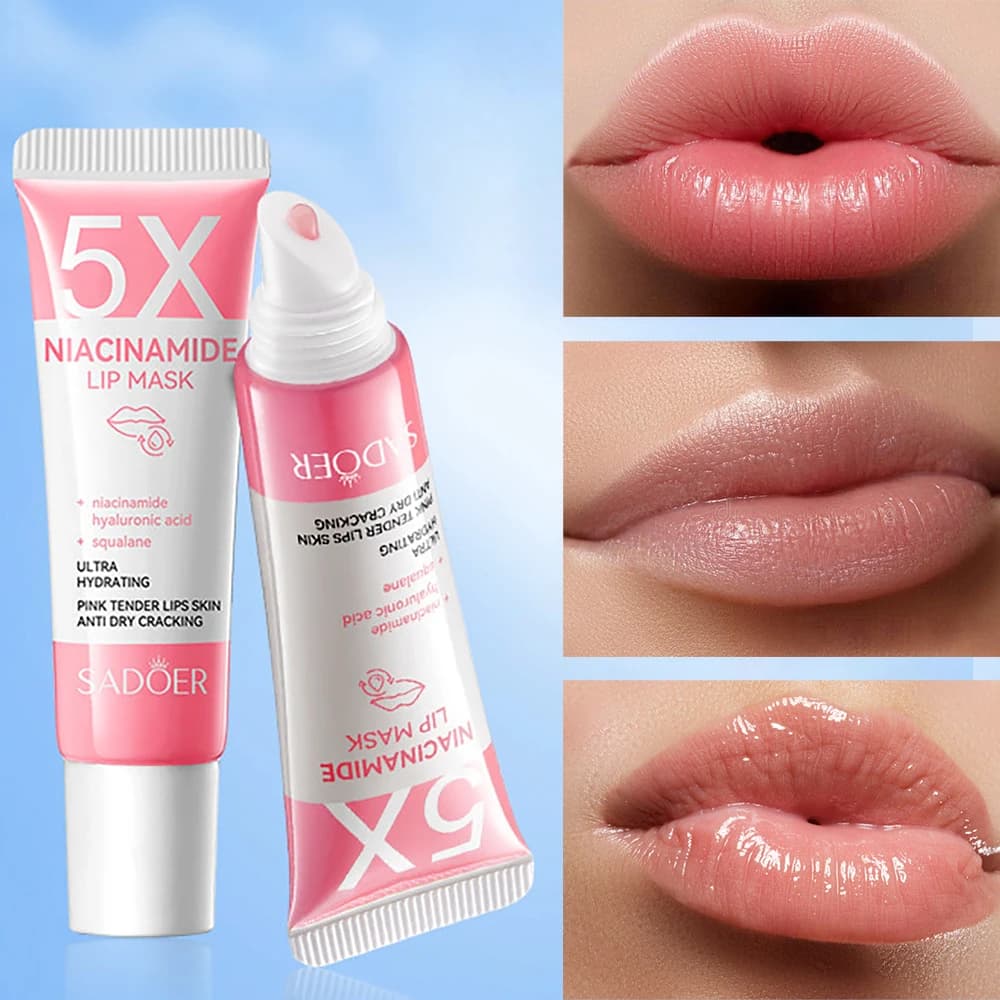 Maschera labbra rimpolpante al niacinamide 5X – Idratazione intensa e anti-secchezza per labbra morbide e rosa | Cura labbra screpolate Overnig 10 g/pz