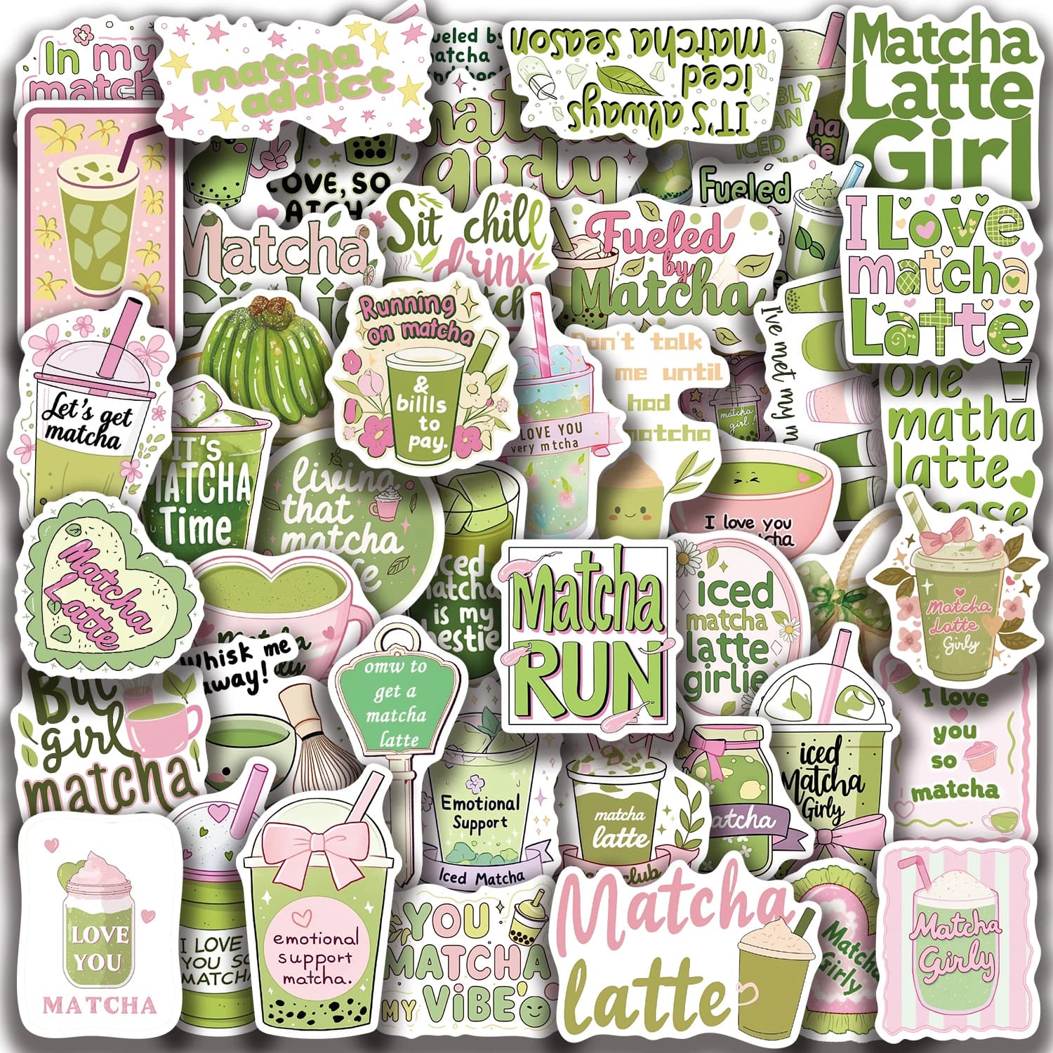 50 adesivi Matcha Girl per laptop, simpatici adesivi estetici per Hydroflask, skateboard, bottiglie d'acqua, bici, regalo per adulti