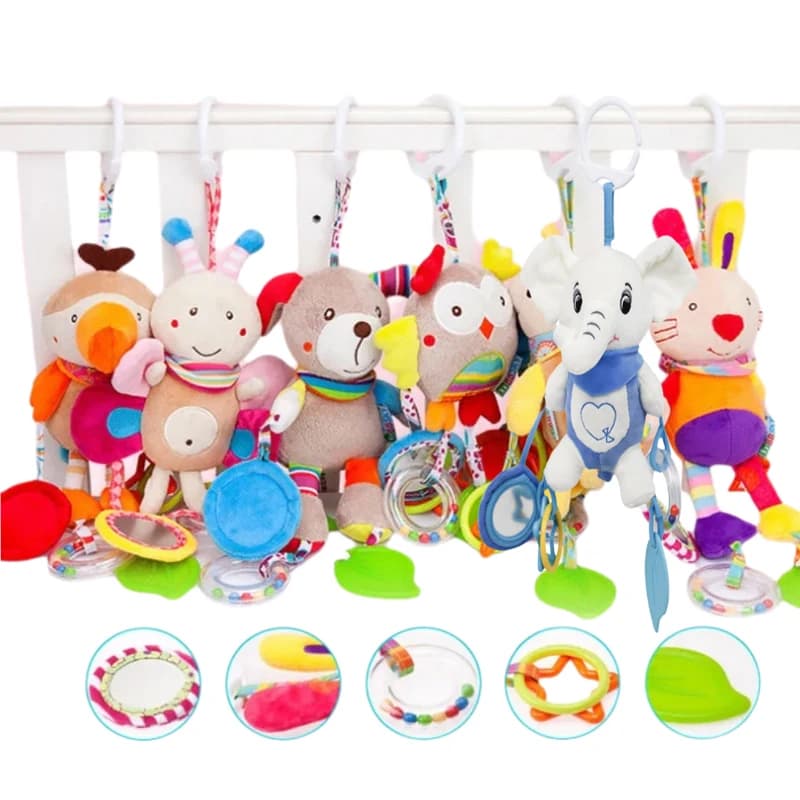 Morbido peluche per bambini Sonagli con impugnatura a mano Shaker Toy con caratteristiche sensoriali increspate cigolanti Accessorio da viaggio per i più piccoli