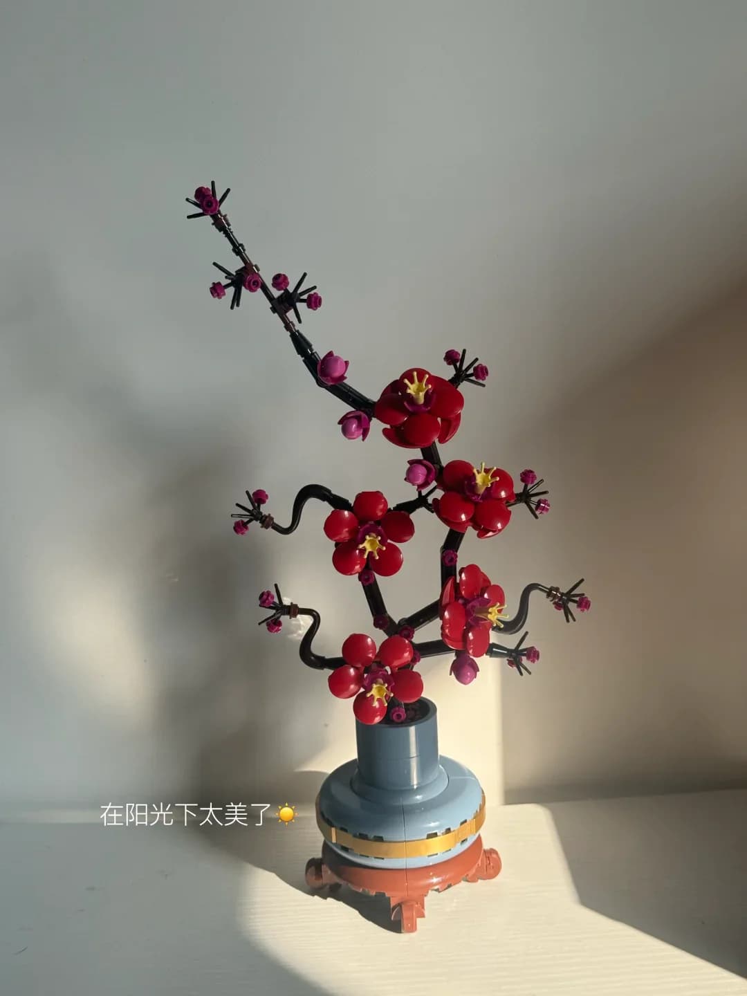 Plum Blossom Potted Plant Model, Home Desktop Decor Ornament, Holiday & Birthday Gift for Collectors