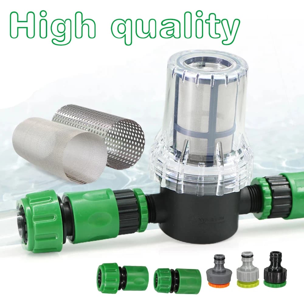 10-200 Filtro a rete 1/2 "Filtro per tubo da giardino 16mm Ciuccio Connettore rapido Tubo di irrigazione agricola Tubo Prefiltro Cacciolatore