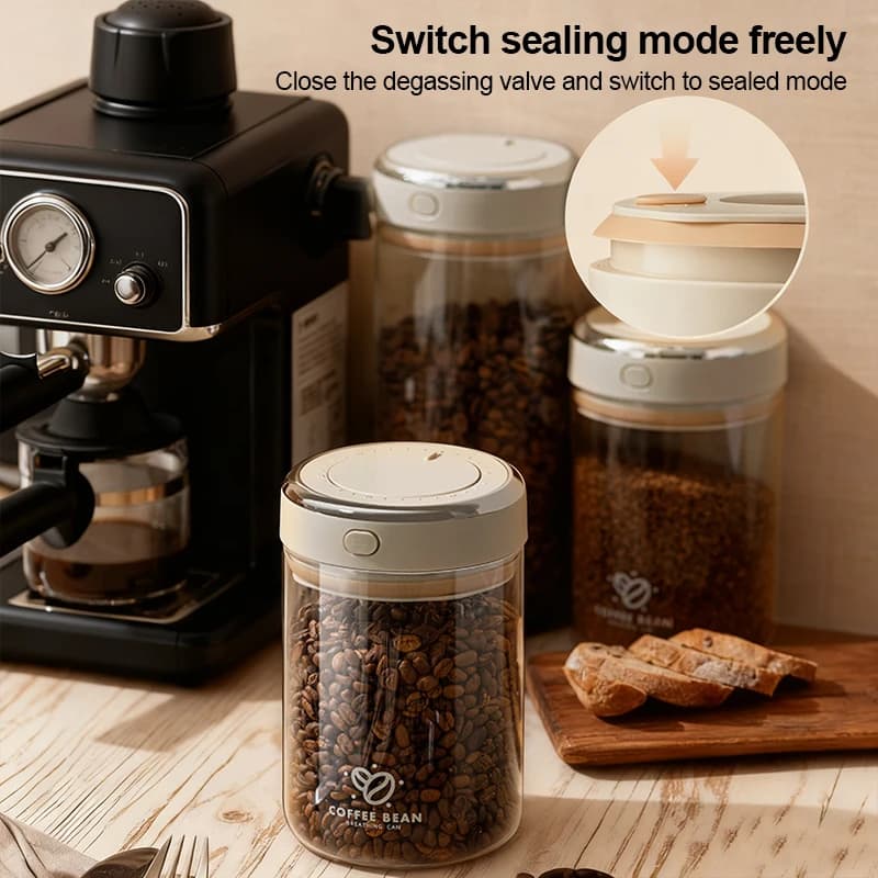 500/1100/1700 chicchi di caffè sottovuoto serbatoio sigillato barattoli di conservazione degli alimenti in vetro con valvola di CO2 contenitore ermetico a prova di umidità per uso domestico