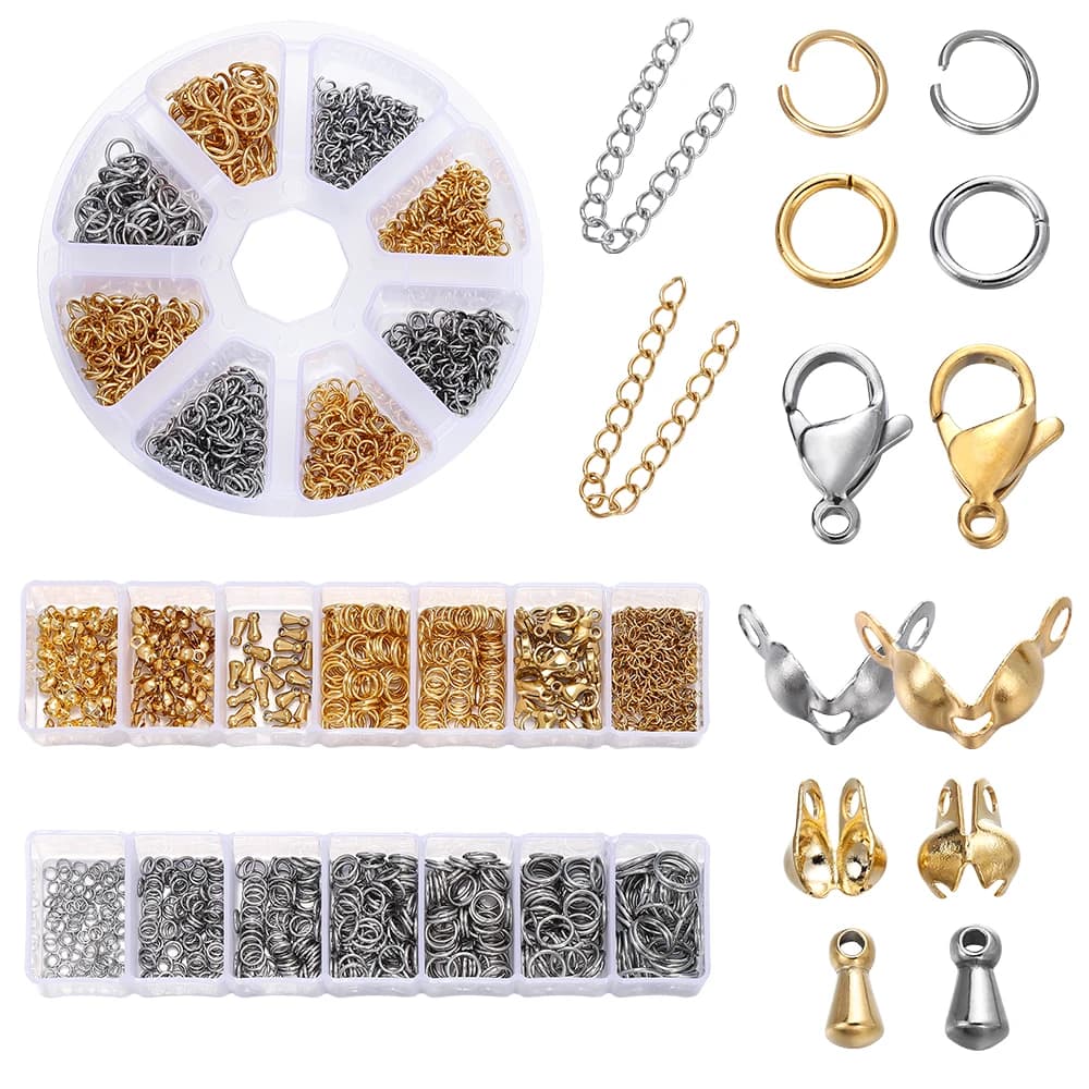 1 scatola di fermagli per aragosta in acciaio inossidabile anelli di salto aperti tappi di perline a crimpare set per braccialetti fai da te collana creazione di gioielli kit per la creazione di gioielli