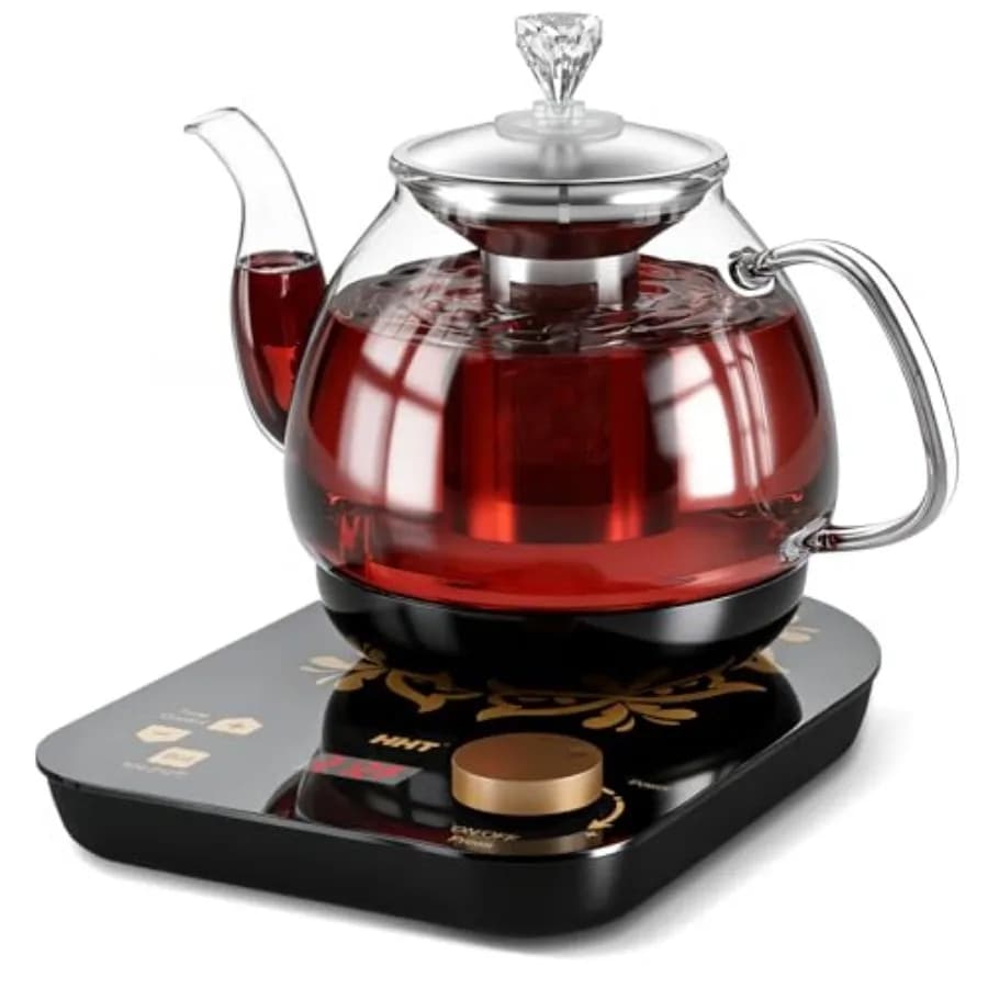 Bollitore Elettrico per Tè con Infusore ±1 ℉ Bollitore Elettrico in Vetro con Controllo Preciso della Temperatura per Tisane, Fiori, Frutta e Tè Sfuso