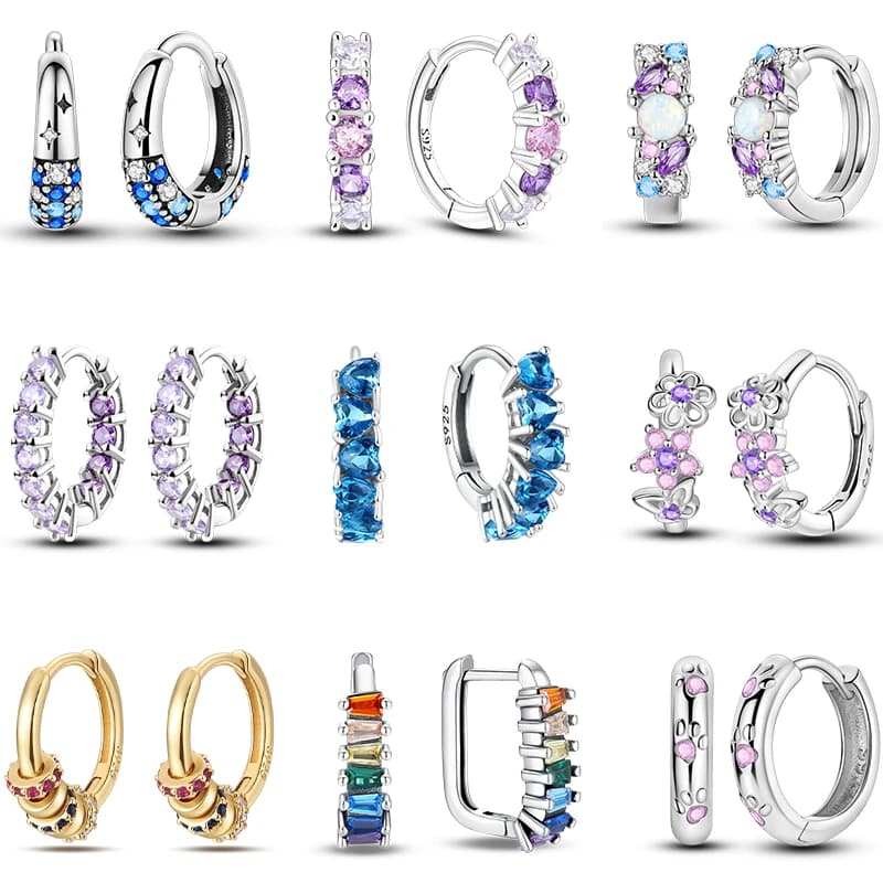 Orecchini da donna alla moda in argento sterling 925 con zirconi colorati e lucidi, adatti per la festa di nozze, gioielli regalo squisiti