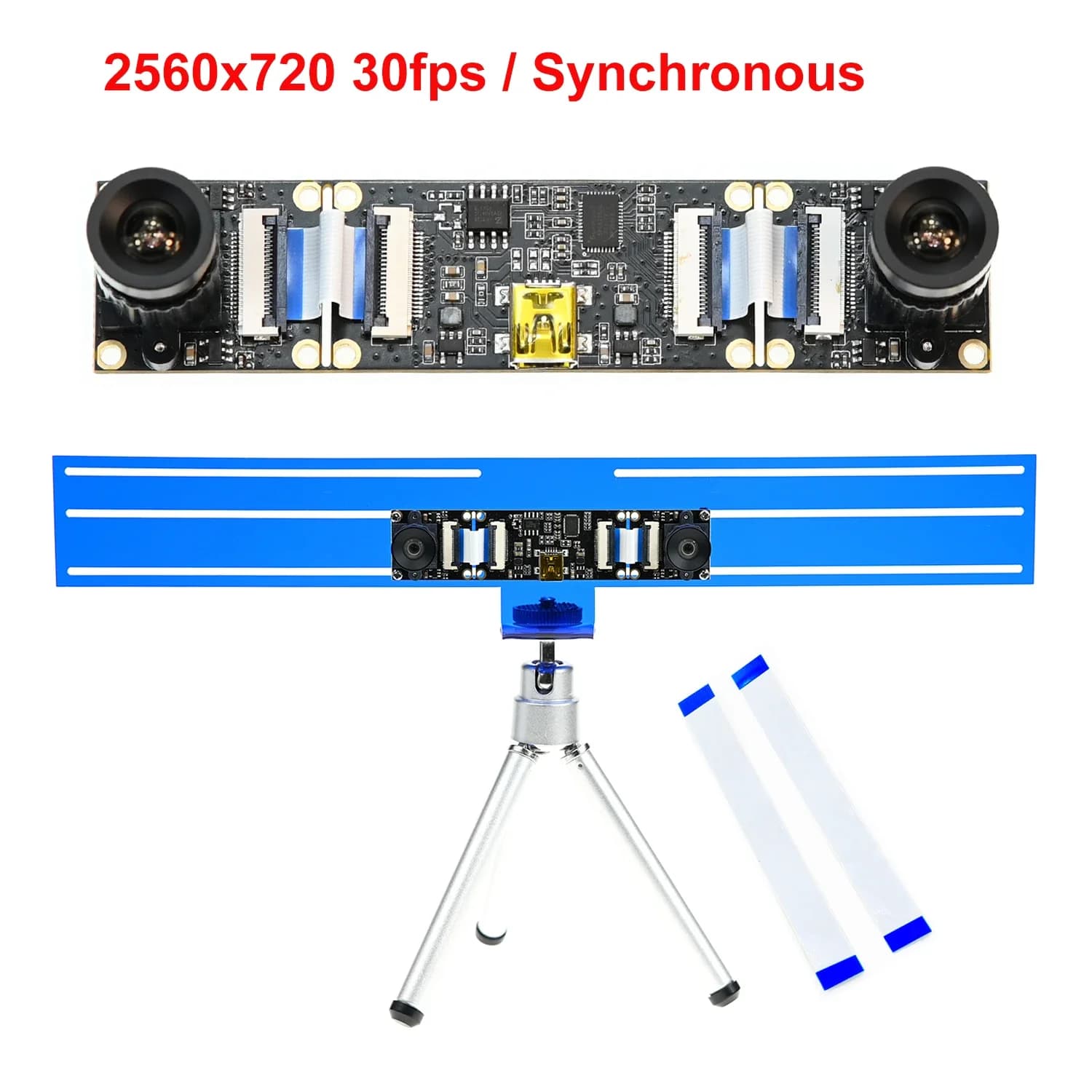 Dual lens synchronous USB camera module, same frequency as Frame 30fps,2560x720,Baseline adjustable, Webcam VR Stereo 3D 720P, fixed focus