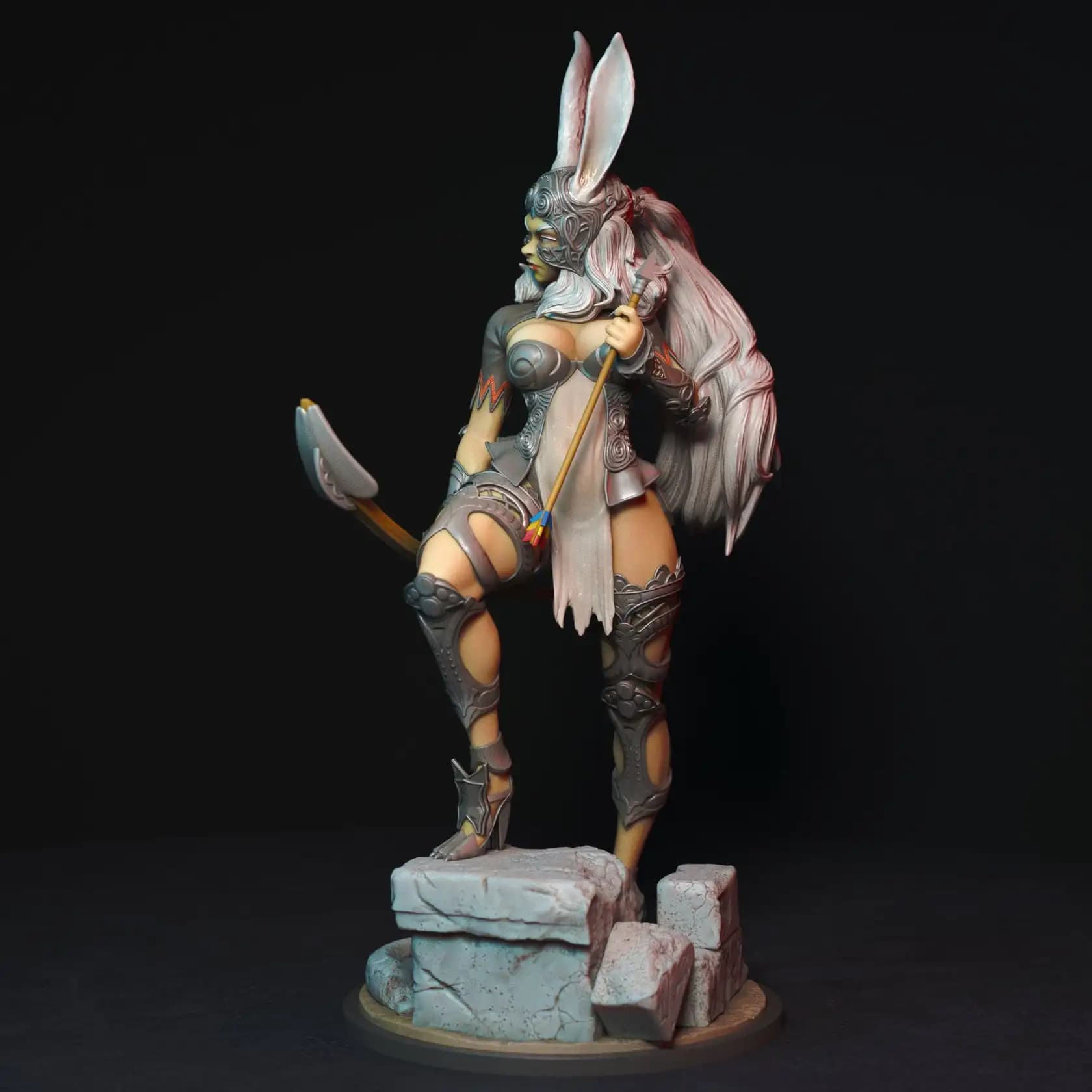 1/24 Kit modello di stampa 3d resina Fran Rabbit Girl Warrior Model Kit statua di riduzione in miniatura fai da te Kit non verniciato giocattolo