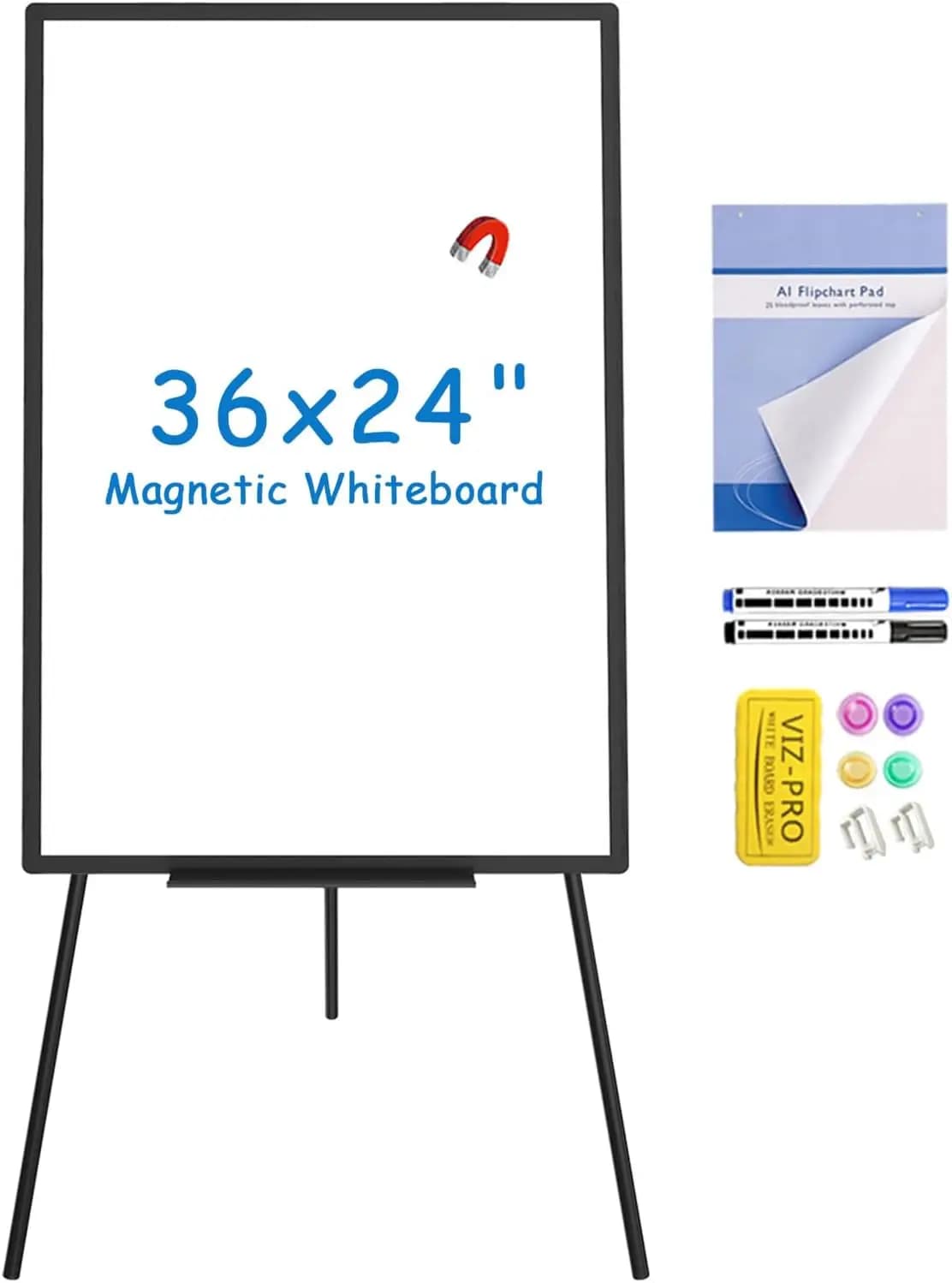 Cavalletto per lavagna magnetica da 36x24 pollici, lavagna cancellabile a secco portatile ad altezza regolabile per la casa dell'ufficio scolastico