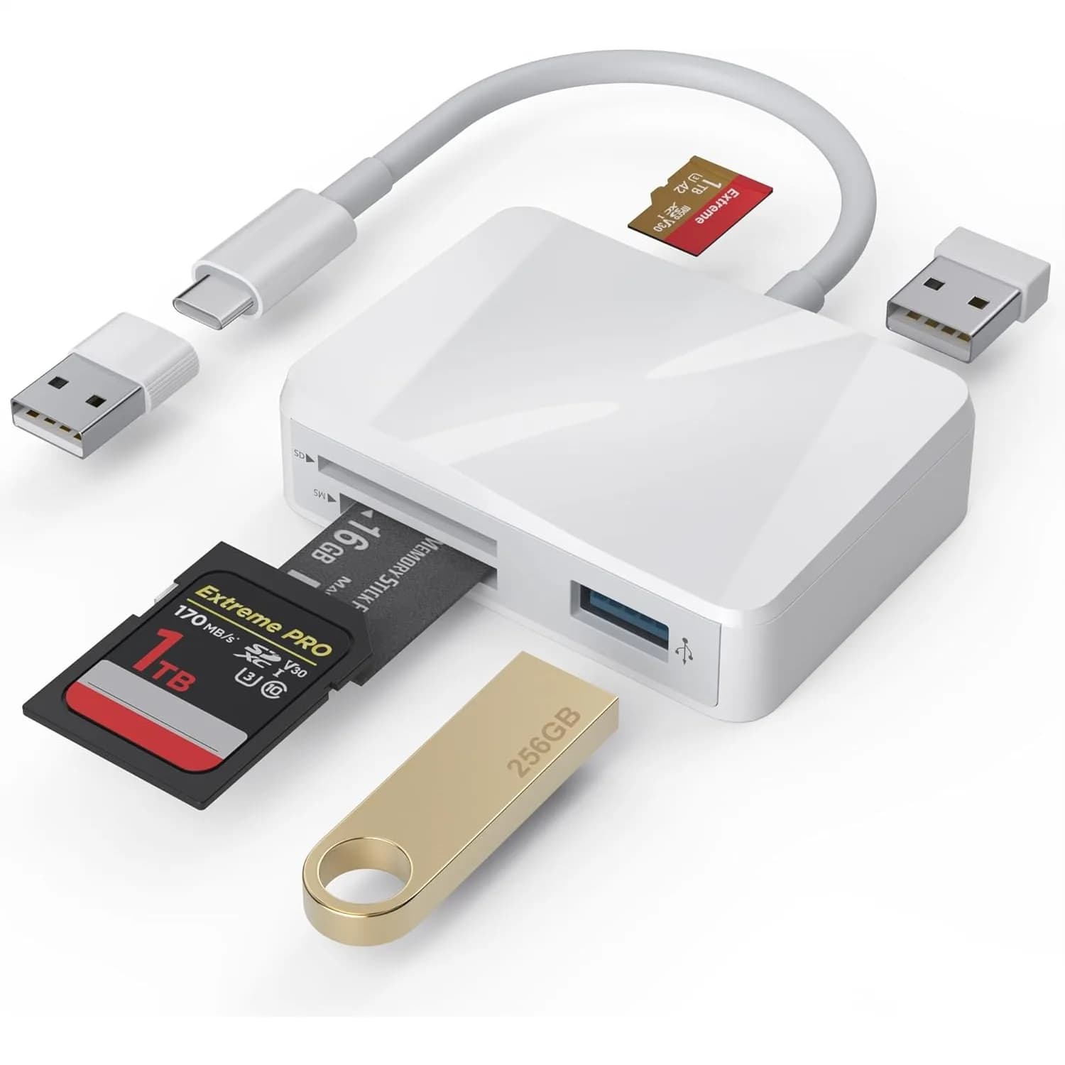 Lettore di Schede SD USB C 5 in 1 con Doppia Porta USB per iPhone 16 17 iPad MacBook Pro Air