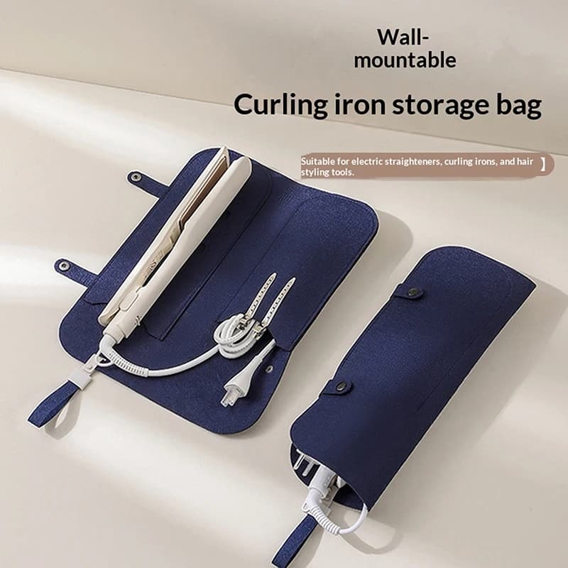 Felt travel curling iron bag, organizer case for hair plate, insulating carpet for hair curling iron